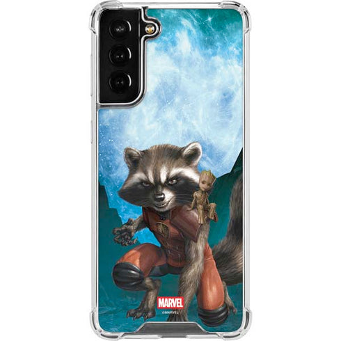 Marvel Rocket and Baby Groot Cosmic Bond Galaxy S21 FE Clear Case